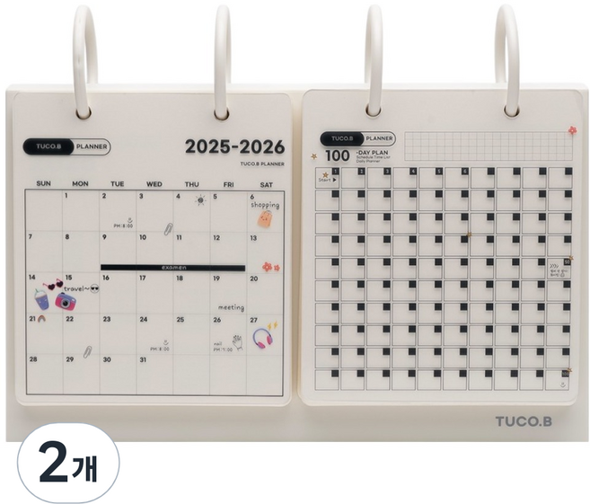 TUCO.B 2026 桌上型規劃行事曆, 2個, 混合色