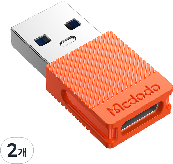 맥도도 3A C타입-USB-A 3.0 OTG 젠더, 29.5mm, 오렌지, 2개