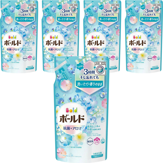 Bold 超濃縮衣物芳香洗衣精補充包 清爽花香, 400g, 5包