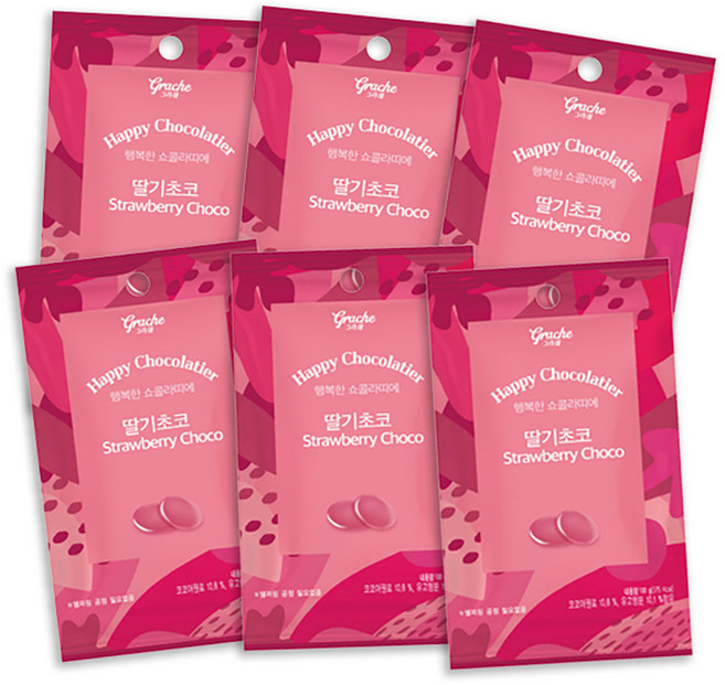 행복한쇼콜라띠에 홈베이킹 초콜렛 딸기 100g, 단품, 6개