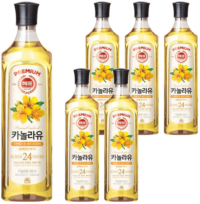 해표 카놀라유, 900ml, 6개