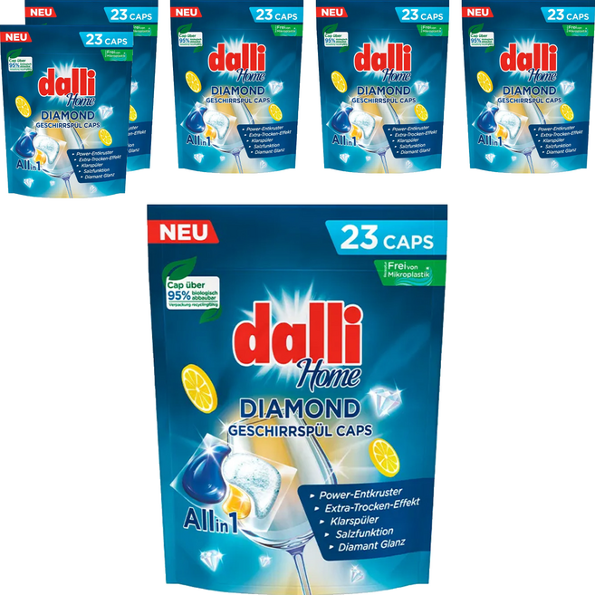 dalli 達麗 洗碗機用鑽石淨亮洗碗凝珠 全機型適用 23顆, 500g, 6袋
