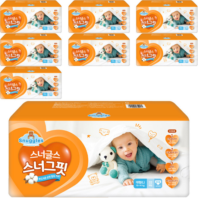 스너글스 스너그핏 팬티형 기저귀 남여공용, 대형(L), 256매
