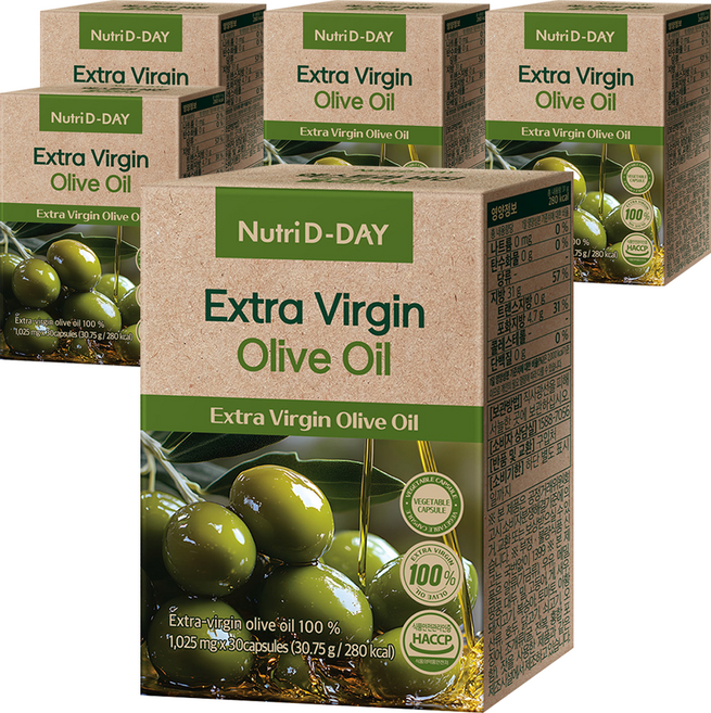 뉴트리디데이 엑스트라 버진 올리브유 30.75g, 30정, 5개