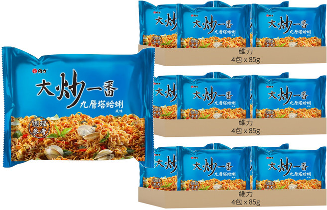 維力 大炒一番 九層塔蛤蜊風味麵 85g, 12包