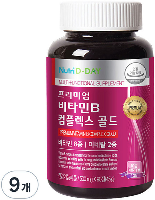 뉴트리디데이 프리미엄 비타민B 컴플렉스 골드, 90정, 9개