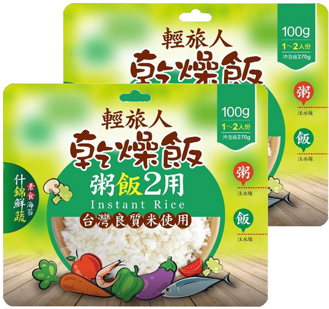 輕旅人 乾燥飯 素食海苔什錦鮮蔬風味, 100g, 2個
