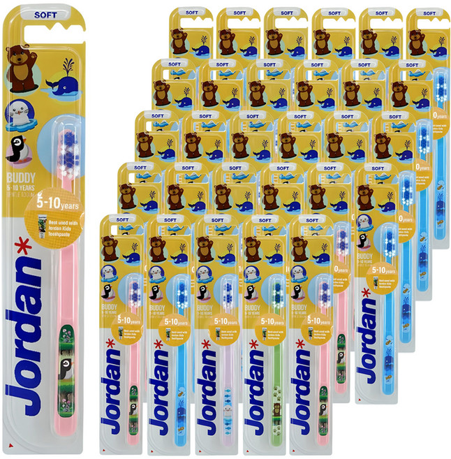 조르단 버디 2단계 어린이 칫솔, 랜덤 발송, 1개입, 36개
