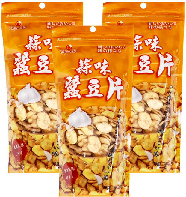 Chiao-E 巧益 蒜味蠶豆片, 3包, 200g