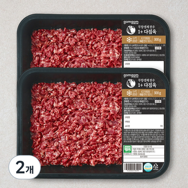 곰곰 무항생제 한우 1+ 다짐육 (냉장), 2개, 300g