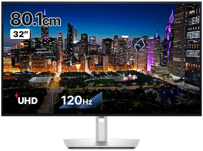 델 4K UHD IPS 피벗 120Hz 울트라샤프 모니터 Black, 80.01cm, U3225QE