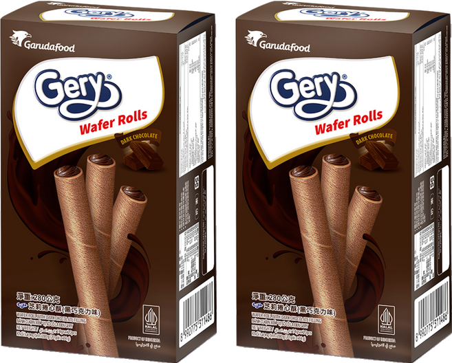 Gery 芝莉 捲心酥 黑巧克力口味, 280g, 2盒