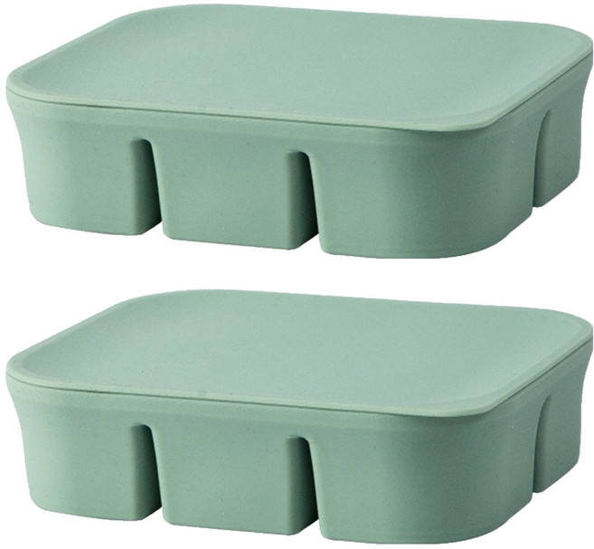 矽膠副食品分裝盒 6格 160g 2個 15 x 12 x 4cm, 綠色, 400ml, 1組