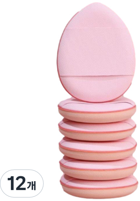 홈즈픽 메이크업 핑거 스펀지 미니퍼프 + 케이스, 12개, 핑크