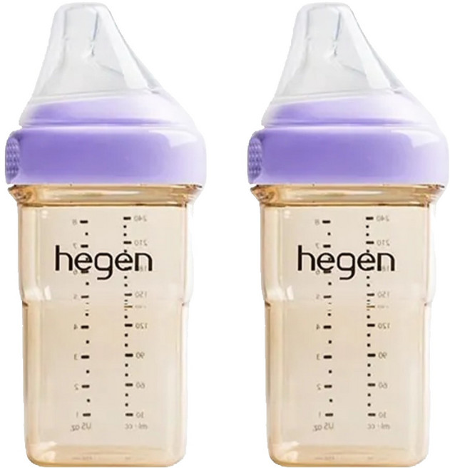 hegen 金色奇蹟PPSU多功能方圓型寬口奶瓶, 漾紫色, 240ml, 2個
