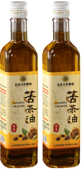 宮北合作農場 冷壓初榨苦茶油, 500ml, 2瓶