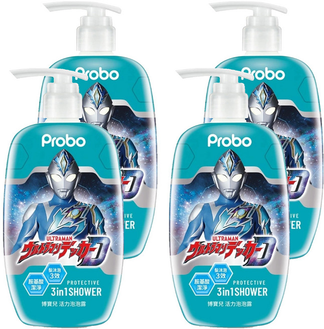 Probo 博寶兒 ULTRAMAN 活力泡泡露, 500ml, 4瓶