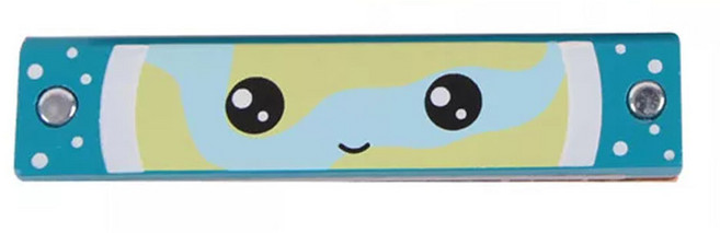 Classic WORLD 客來喜 經典木玩 兒童木質卡通口琴, 40539, 顏色隨機, 1個