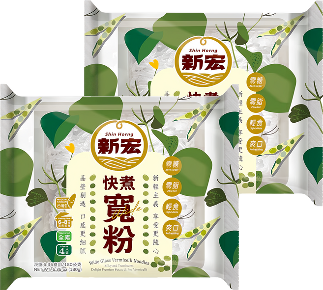 新宏 快煮寬粉, 2個, 180g