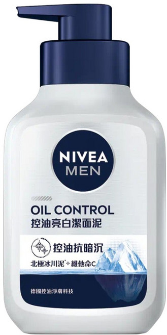 NIVEA 妮維雅 MEN 男士亮白控油潔面泥, 150g, 1瓶