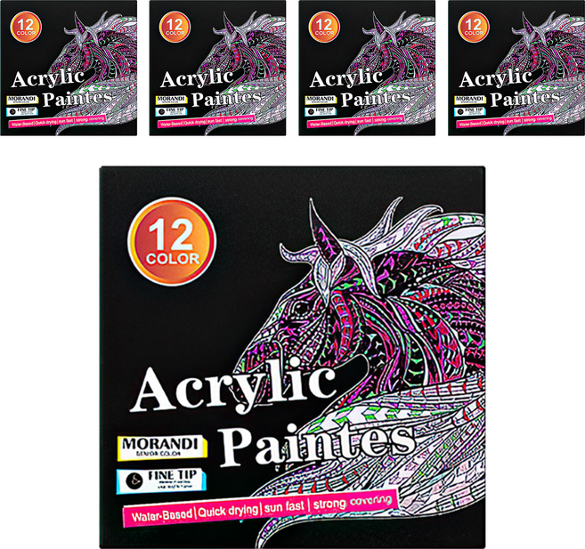 上手家居 莫蘭迪色丙烯馬克筆 色彩柔和 DIY手工藝品製作, 5盒, 12色