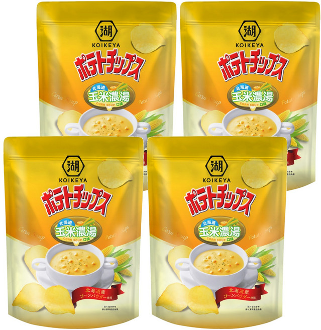 KOIKEYA 湖池屋 POTATO CHIPS 北海道玉米濃湯口味洋芋片, 500g, 4包