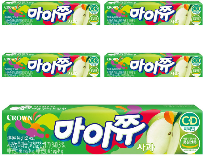 크라운 마이쮸 사과, 5개, 44g