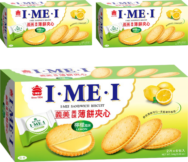 義美 薄餅夾心 檸檬, 144g, 3盒