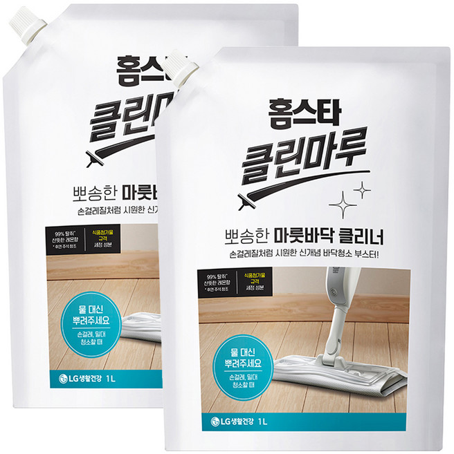홈스타 클린마루 마룻바닥 클리너 화이트 레몬향 리필, 2개, 1L