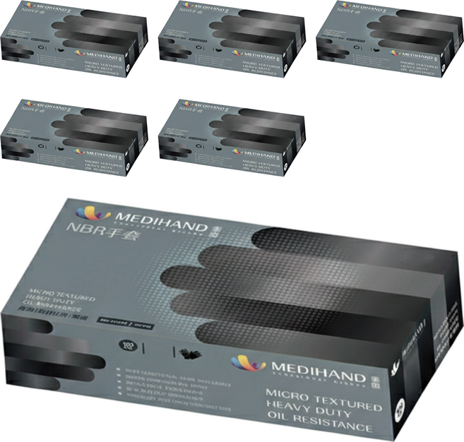 MEDIHAND 美恆 NBR手套 微粒止滑 厚款手套, 黑色, S, 6盒