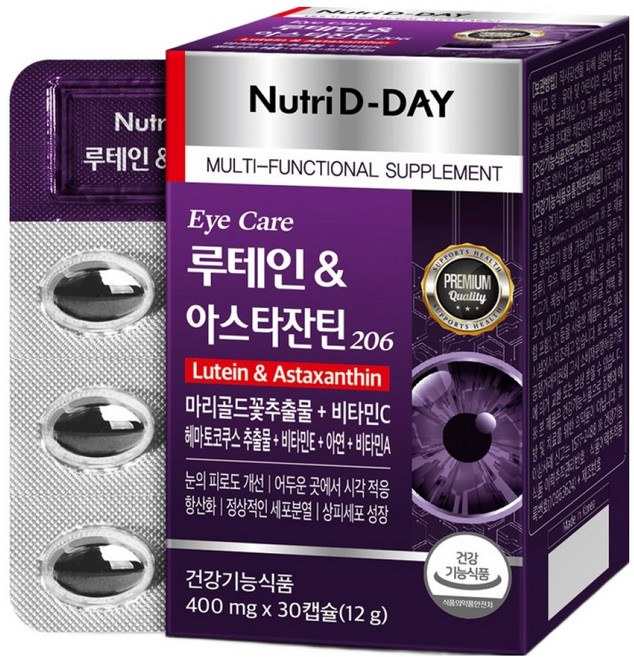 Nutri D-DAY 眼睛護理葉黃素&蝦紅素206 12g, 1個, 30顆