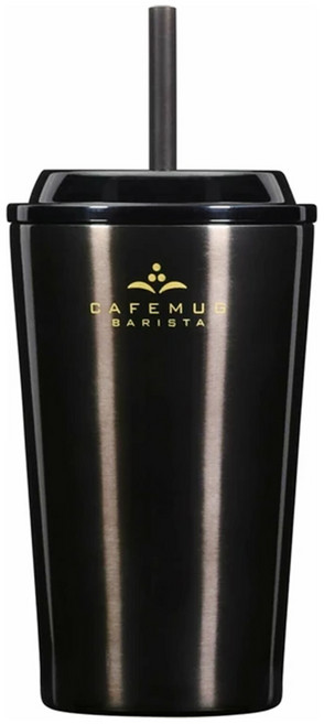 PEARL LIFE 珍珠金屬 吸管保溫杯 HC-521, 黑色, 400ml, 1個