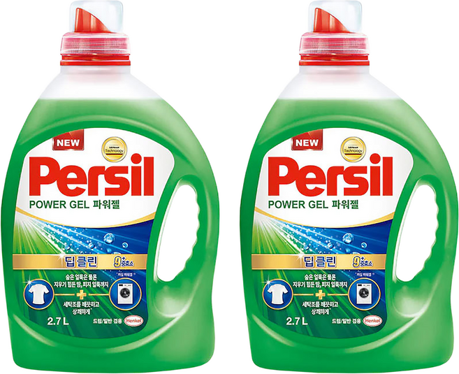 Persil 寶瀅 韓國原裝進口 Power Gel Plus 9重酵素強效淨垢洗衣凝露, 2.7L, 2桶