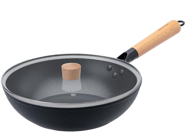 cook power 鍋寶 日式原木黑鍛8層不沾鍋炒鍋 附蓋 IH/電磁爐適用, 1個, 28cm