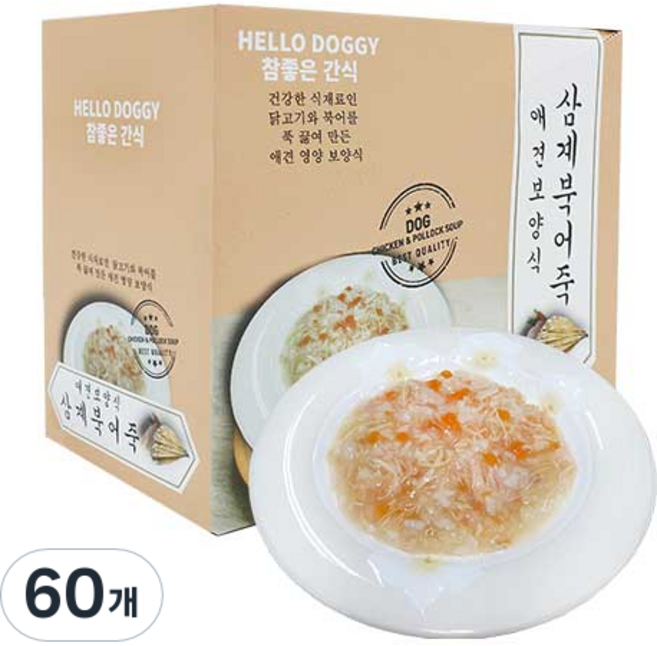 참좋은간식 애견보양식 파우치, 혼합맛(삼계/북어), 80g, 60개