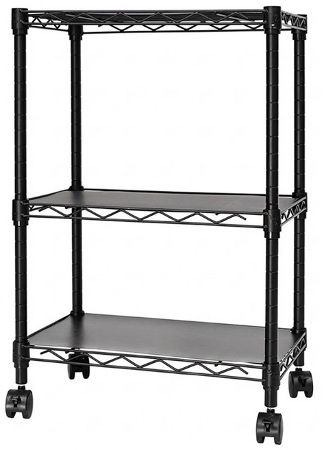 Steel Tycoon 鋼鐵力士 三層架 含PP + 滑輪, 黑色, 3層, 1個