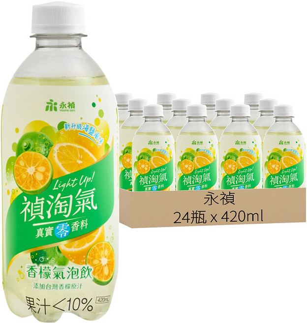 永禎 香檬氣泡飲, 420ml, 24瓶