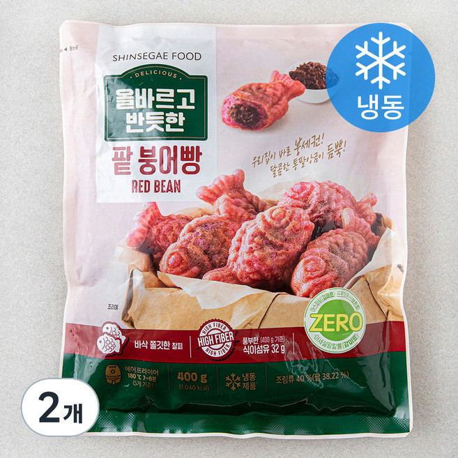 올반 올바르고 반듯한 팥 붕어빵 (냉동), 400g, 1개입, 2개