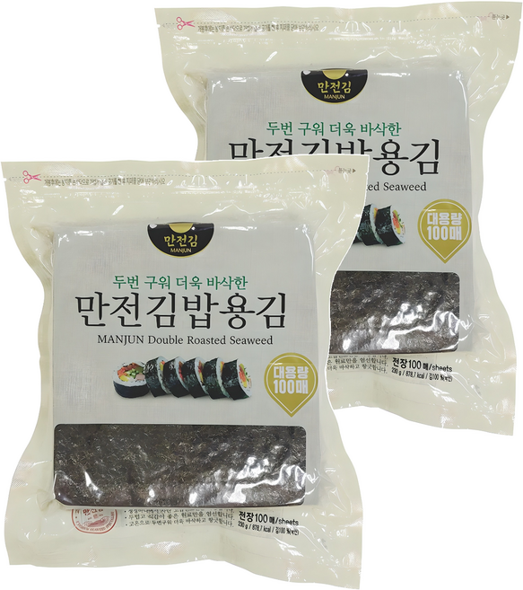 MANJUN 兩次烘烤韓式飯捲專用海苔, 230g, 2包