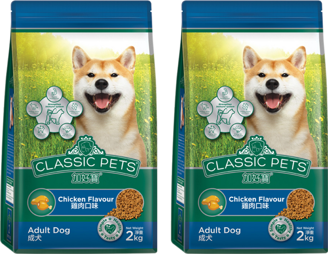 CLASSIC PETS 加好寶 成犬用狗糧, 2kg, 2袋, 雞肉口味