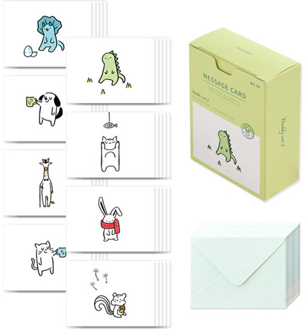 모노라이크 메세지 카드 40p + 봉투 20p, 버디버전2, 1세트