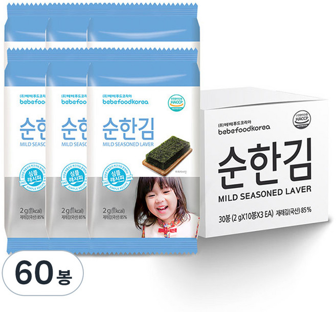 베베푸드 순한김, 조미김, 2g, 60개