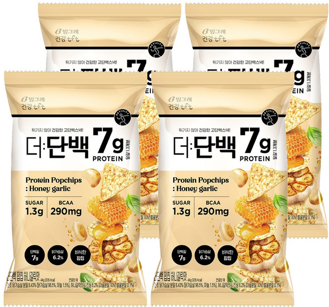 더단백 빙그레 건강tft 팝칩 허니갈릭맛, 4개, 44g
