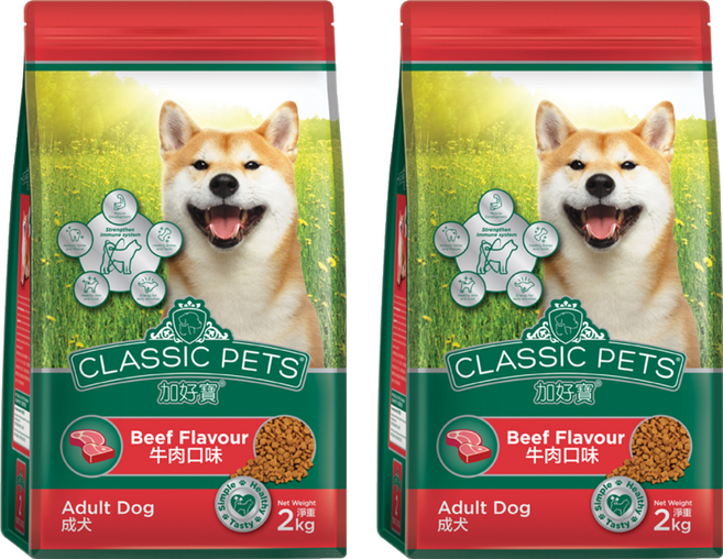 CLASSIC PETS 加好寶 乾狗糧, 2kg, 2袋, 牛肉口味