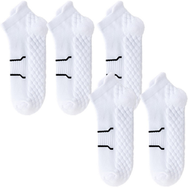 헬로우디 남성용 푹신한 쿠션 스포츠 양말, 흰색, 5개