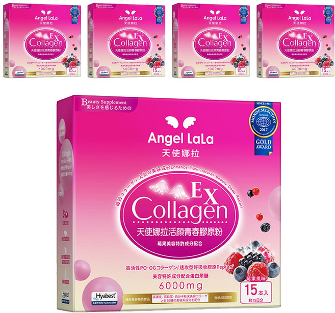 Angel LaLa 天使娜拉 活顏青春膠原粉 莓果風味 120g, 8g, 15包, 5盒