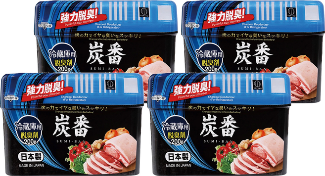 KOKUBO 小久保 炭番冰箱脫臭劑, 200g, 4個