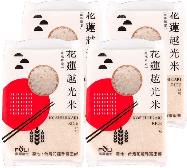 富里鄉農會 花蓮越光米, CNS一等, 1.5kg, 4包