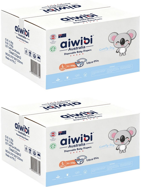 aiwibi 愛薇彼 零觸感瞬吸黏貼型尿布 9~14kg, L, 264片
