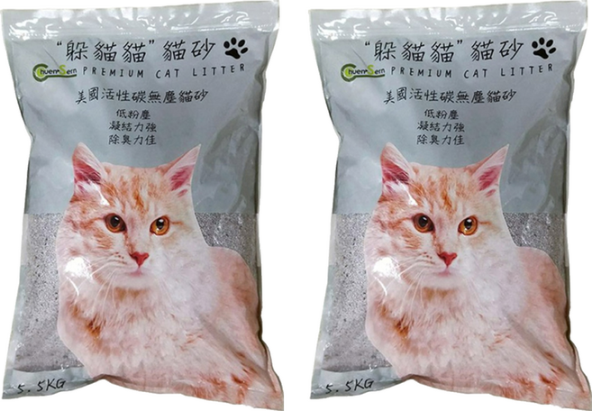 躲貓貓 美國活性碳無塵貓砂, 5.5kg, 2袋, 無添加香料